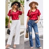 Ekouaer Silk Pajama for Women Short Sleeve Satin Pj Set Two Piece XS-XXL | loungewear or daily wear,Valentine’s Day, Bridal Party, Honeymoon Vacation and Anniversaries Gift ,walking,enjoying coffee(Red)