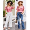 Ekouaer Silk Pajama for Women Short Sleeve Satin Pj Set Two Piece XS-XXL | loungewear or daily wear,Valentine’s Day, Bridal Party, Honeymoon Vacation and Anniversaries Gift ,walking,enjoying coffee(Rose Pink)