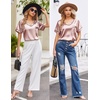 Ekouaer Silk Pajama for Women Short Sleeve Satin Pj Set Two Piece XS-XXL | loungewear or daily wear,Valentine’s Day, Bridal Party, Honeymoon Vacation and Anniversaries Gift ,walking,enjoying coffee(Light Pink)