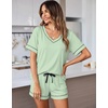 Ekouaer Silk Pajama for Women Short Sleeve Satin Pj Set Two Piece XS-XXL | loungewear or daily wear,Valentine’s Day, Bridal Party, Honeymoon Vacation and Anniversaries Gift ,walking,enjoying coffee(Light Green)