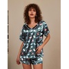 Ekouaer Silk Pajama for Women Short Sleeve Satin Pj Set Two Piece XS-XXL | loungewear or daily wear,Valentine’s Day, Bridal Party, Honeymoon Vacation and Anniversaries Gift ,walking,enjoying coffee(Dark Blue Cat & Heart)