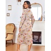 Ekouaer Women Kimono Robes Full Length Knit Bathrobe Lightweight Sleepwear | Long Loungewear, Soft Lightweight Fabric, Christmas Day, Valentine’s Day, Bridal Party(Floral Beige)