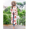 Ekouaer Women Kimono Robes Full Length Knit Bathrobe Lightweight Sleepwear | Long Loungewear, Soft Lightweight Fabric, Christmas Day, Valentine’s Day, Bridal Party(Floral White)