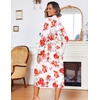 Ekouaer Women Kimono Robes Full Length Knit Bathrobe Lightweight Sleepwear | Long Loungewear, Soft Lightweight Fabric, Christmas Day, Valentine’s Day, Bridal Party(Floral White)