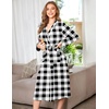 Ekouaer Women Kimono Robes Full Length Knit Bathrobe Lightweight Sleepwear | Long Loungewear, Soft Lightweight Fabric, Christmas Day, Valentine’s Day, Bridal Party(Black and White Plaid)