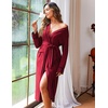 Ekouaer Women Kimono Robes Full Length Knit Bathrobe Lightweight Sleepwear | Long Loungewear, Soft Lightweight Fabric, Christmas Day, Valentine’s Day, Bridal Party(Wine Red)