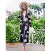 Ekouaer Women Kimono Robes Full Length Knit Bathrobe Lightweight Sleepwear | Long Loungewear, Soft Lightweight Fabric, Christmas Day, Valentine’s Day, Bridal Party(Floral Black)