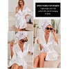 Ekouaer Women Silky Satin Robe Lace Bridesmaid Bathrobes Kimono Loungewear | Short Bride Robes for Bridal Wedding Party, 3/4 Sleeves, Knee Length Maternity Robe, Lightweight Soft Satin Fabric(White)