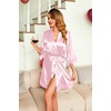Ekouaer Women Silky Satin Robe Lace Bridesmaid Bathrobes Kimono Loungewear | Short Bride Robes for Bridal Wedding Party, 3/4 Sleeves, Knee Length Maternity Robe, Lightweight Soft Satin Fabric(Pink White Stripes)