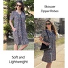 Ekouaer Women Zipper Robes Short Bathrobe Lightweight House Coat | Zip-front,Short Sleeves,Two Pockets,Knee Length,Cute Pleated Front,Mumu Duster Moo Moo Nightgown Lounge robe(Floral Blue)
