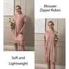 Ekouaer Women Zipper Robes Short Bathrobe Lightweight House Coat | Zip-front,Short Sleeves,Two Pockets,Knee Length,Cute Pleated Front,Mumu Duster Moo Moo Nightgown Lounge robe(Misty Rose)