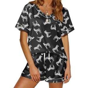 Ekouaer Silk Pajama for Women Short Sleeve Satin Pj Set Two Piece XS-XXL | loungewear or daily wear,Valentine’s Day, Bridal Party, Honeymoon Vacation and Anniversaries Gift ,walking,enjoying coffee(Zebra)