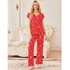 Ekouaer 2 Pack Womens Pajama Set Short Sleeve Sleepwear Soft Pjs Lounge Set(Christmas Red/Christmas Green)