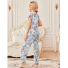Ekouaer 2 Pack Womens Pajama Set Short Sleeve Sleepwear Soft Pjs Lounge Set(Light Green Flower/Pink Yellow Flower)