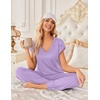 Ekouaer 2 Pack Womens Pajama Set Short Sleeve Sleepwear Soft Pjs Lounge Set(Lilac Dots/Navy Star)