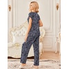 Ekouaer 2 Pack Womens Pajama Set Short Sleeve Sleepwear Soft Pjs Lounge Set(Navy Cashew Flowers/Blue Green Mandala Pattern)