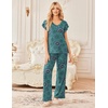 Ekouaer 2 Pack Womens Pajama Set Short Sleeve Sleepwear Soft Pjs Lounge Set(Navy Cashew Flowers/Blue Green Mandala Pattern)