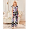 Ekouaer 2 Pack Womens Pajama Set Short Sleeve Sleepwear Soft Pjs Lounge Set(Navy/Leaf Pink)