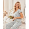 Ekouaer 2 Pack Womens Pajama Set Short Sleeve Sleepwear Soft Pjs Lounge Set(Pink White Flower/Gray Stripe)