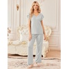 Ekouaer 2 Pack Womens Pajama Set Short Sleeve Sleepwear Soft Pjs Lounge Set(Pink White Flower/Gray Stripe)