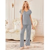 Ekouaer 2 Pack Womens Pajama Set Short Sleeve Sleepwear Soft Pjs Lounge Set(Pink/Light Gray)