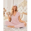 Ekouaer 2 Pack Womens Pajama Set Short Sleeve Sleepwear Soft Pjs Lounge Set(Pink/Light Gray)