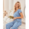 Ekouaer 2 Pack Womens Pajama Set Short Sleeve Sleepwear Soft Pjs Lounge Set(White Floral/Blue Floral)