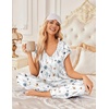 Ekouaer 2 Pack Womens Pajama Set Short Sleeve Sleepwear Soft Pjs Lounge Set(White Floral/Blue Floral)