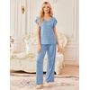 Ekouaer 2 Pack Womens Pajama Set Short Sleeve Sleepwear Soft Pjs Lounge Set(White Floral/Blue Floral)