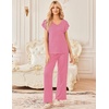 Ekouaer 2 Pack Womens Pajama Set Short Sleeve Sleepwear Soft Pjs Lounge Set(Wine Red/Red Stripe)