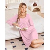 Ekouaer 3 Pack Womens Long Sleeve Nightgowns Soft Sleep Shirt Sleepwear | Multi-pieces Night Gowns, A-line Loose Night Dress, Above Knee Short Nightshirt, Gardening Floral House Dress, Vacation Dress(Black light Pink blue Floral)