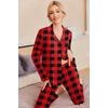 Ekouaer Pajamas Womens Long Sleeve Sleepwear Button Down Loungewear Pjs Set(Black and Red Plaid)