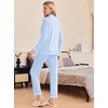 Ekouaer Pajamas Womens Long Sleeve Sleepwear Button Down Loungewear Pjs Set(Blue)