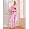Ekouaer Pajamas Womens Long Sleeve Sleepwear Button Down Loungewear Pjs Set(Bow Pink)