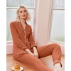 Ekouaer Pajamas Womens Long Sleeve Sleepwear Button Down Loungewear Pjs Set(Caramel)