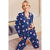 Ekouaer Pajamas Womens Long Sleeve Sleepwear Button Down Loungewear Pjs Set(Christmas Navy)