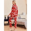 Ekouaer Pajamas Womens Long Sleeve Sleepwear Button Down Loungewear Pjs Set(Christmas Red With Santa Pattern)