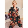Ekouaer Pajamas Womens Long Sleeve Sleepwear Button Down Loungewear Pjs Set(Floral Black)
