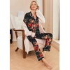 Ekouaer Pajamas Womens Long Sleeve Sleepwear Button Down Loungewear Pjs Set(Floral Black)