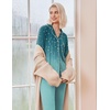 Ekouaer Pajamas Womens Long Sleeve Sleepwear Button Down Loungewear Pjs Set(Floral Blue Green)