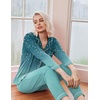 Ekouaer Pajamas Womens Long Sleeve Sleepwear Button Down Loungewear Pjs Set(Floral Blue Green)
