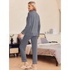 Ekouaer Pajamas Womens Long Sleeve Sleepwear Button Down Loungewear Pjs Set(Gray)
