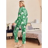 Ekouaer Pajamas Womens Long Sleeve Sleepwear Button Down Loungewear Pjs Set(Green Leaves)