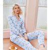 Ekouaer Pajamas Womens Long Sleeve Sleepwear Button Down Loungewear Pjs Set(Light Blue-animal)