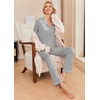 Ekouaer Pajamas Womens Long Sleeve Sleepwear Button Down Loungewear Pjs Set(Light Grey)