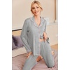 Ekouaer Pajamas Womens Long Sleeve Sleepwear Button Down Loungewear Pjs Set(Light Grey)