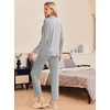Ekouaer Pajamas Womens Long Sleeve Sleepwear Button Down Loungewear Pjs Set(Light Grey)