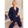 Ekouaer Pajamas Womens Long Sleeve Sleepwear Button Down Loungewear Pjs Set(Navy)