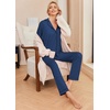 Ekouaer Pajamas Womens Long Sleeve Sleepwear Button Down Loungewear Pjs Set(Navy Blue)