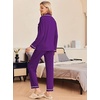 Ekouaer Pajamas Womens Long Sleeve Sleepwear Button Down Loungewear Pjs Set(Purple)